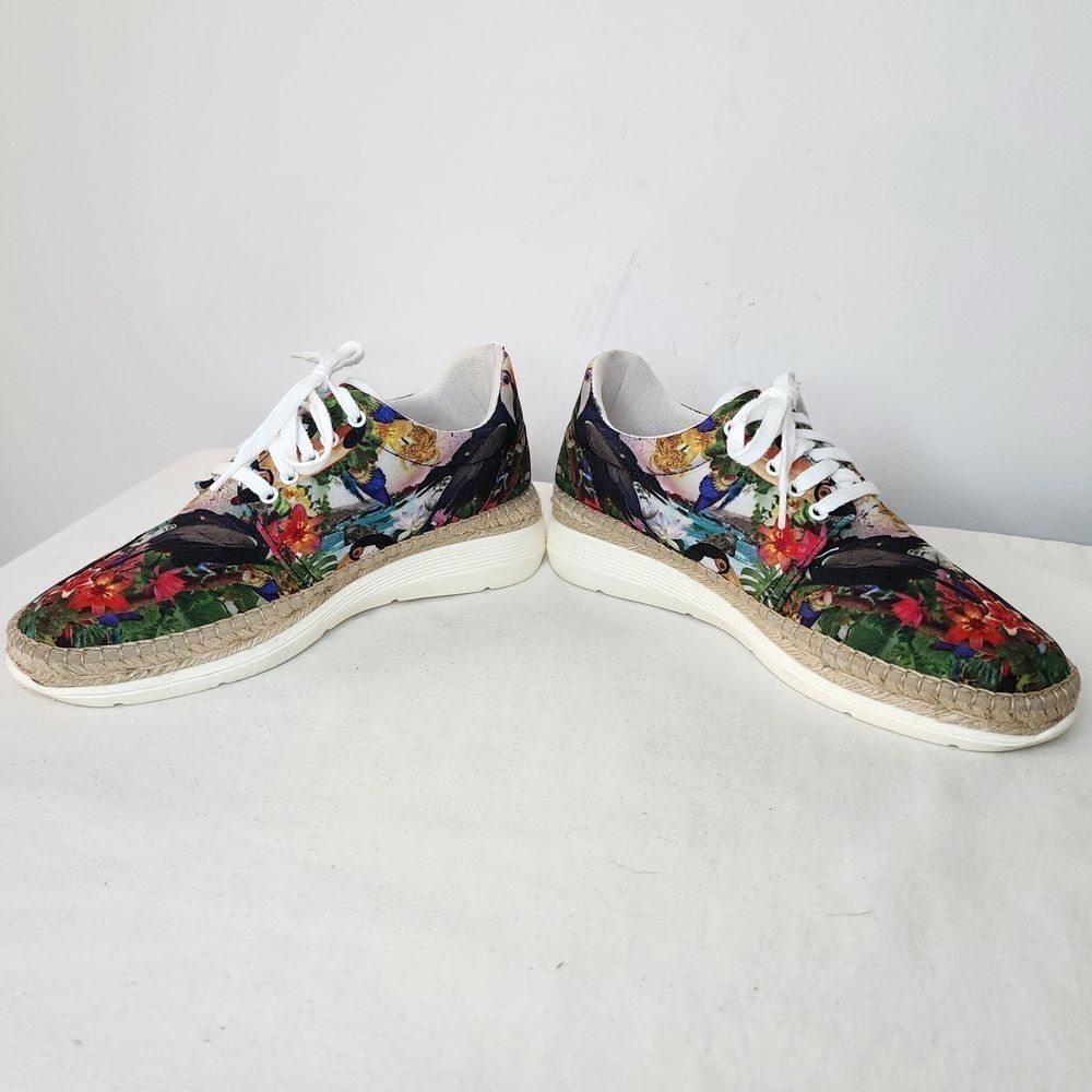 Azura European Luxury Tropical Toucan Print Espadrille Platform Sneakers 38 - Picture 2 of 6